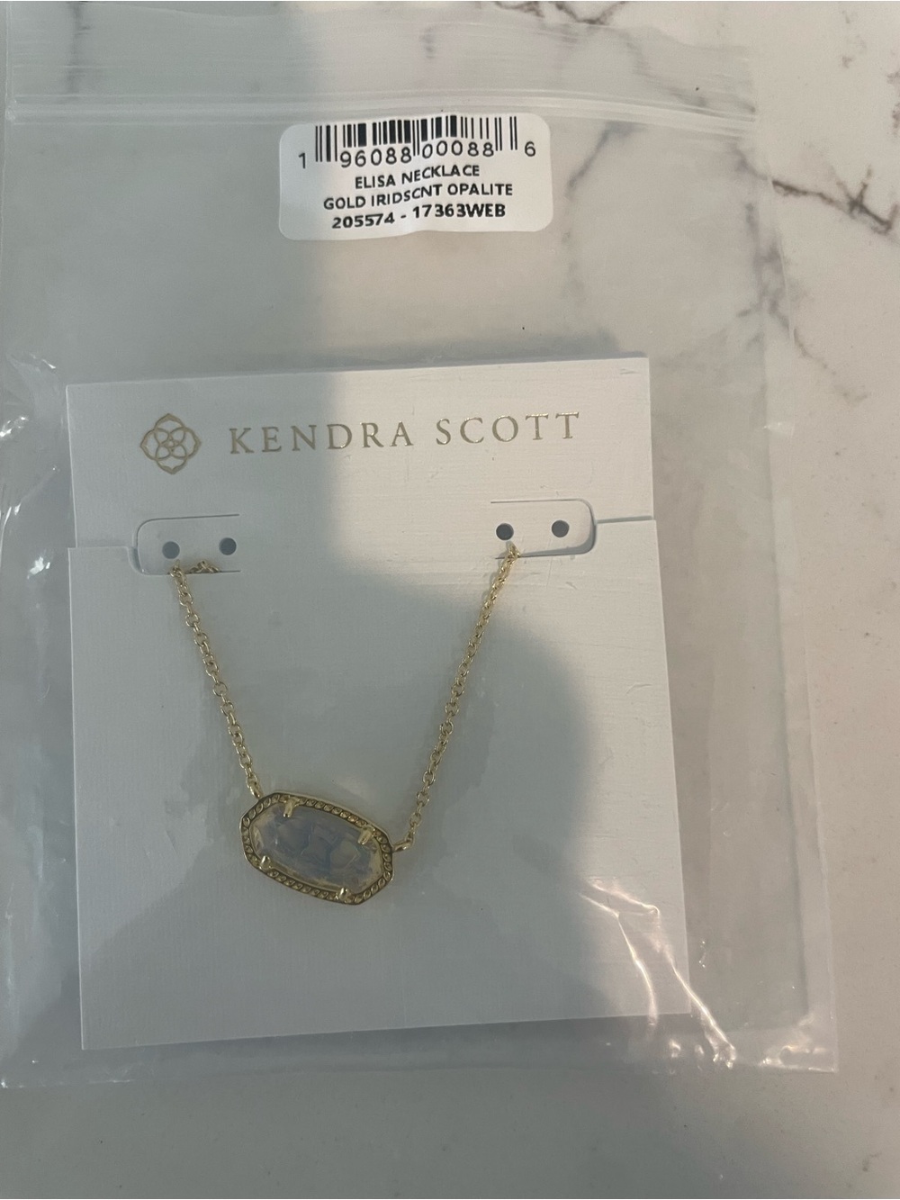 Kendra Scott Gold Necklace with Iridescent Opalite Pendant
